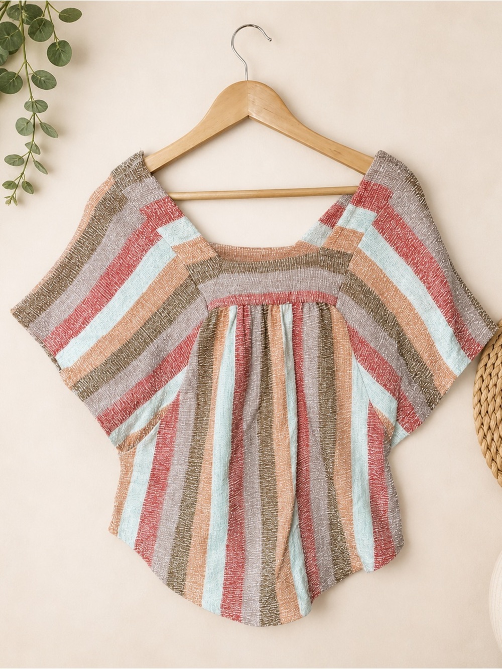 Madewell 100% Cotton Cottagecore Square Neck Butterfly Top in Sherbet Stripe  XS